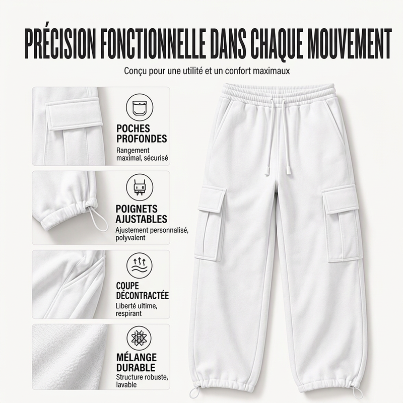 Pantalon cargo décontracté à cordon de serrage pour homme