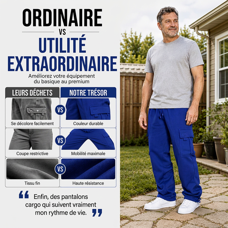 Pantalon cargo décontracté à cordon de serrage pour homme
