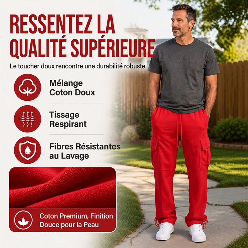 Pantalon cargo décontracté à cordon de serrage pour homme