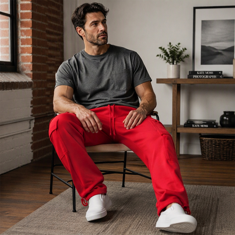 Pantalon cargo décontracté à cordon de serrage pour homme