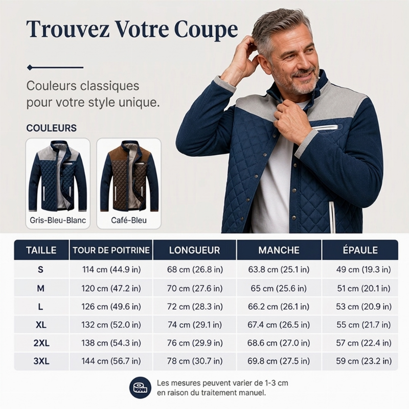 Veste matelassée chaude décontractée à col montant pour homme
