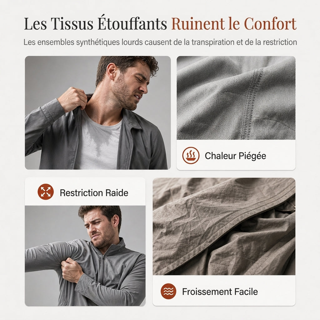 📢📢50 % DE RÉDUCTION !! ⏰Ensemble veste et pantalon décontracté en maille gaufrée pour homme