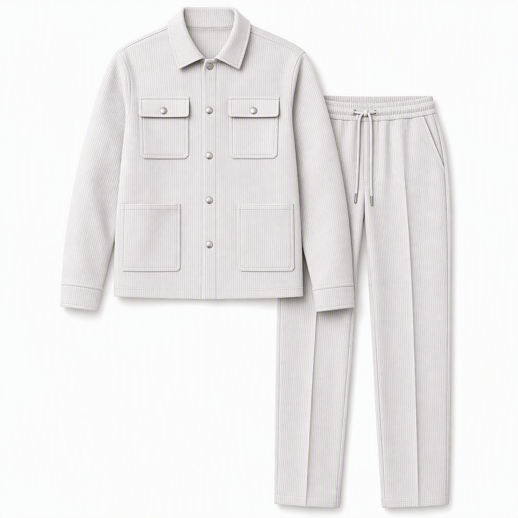 📢📢50 % DE RÉDUCTION !! ⏰Ensemble veste et pantalon décontracté en maille gaufrée pour homme