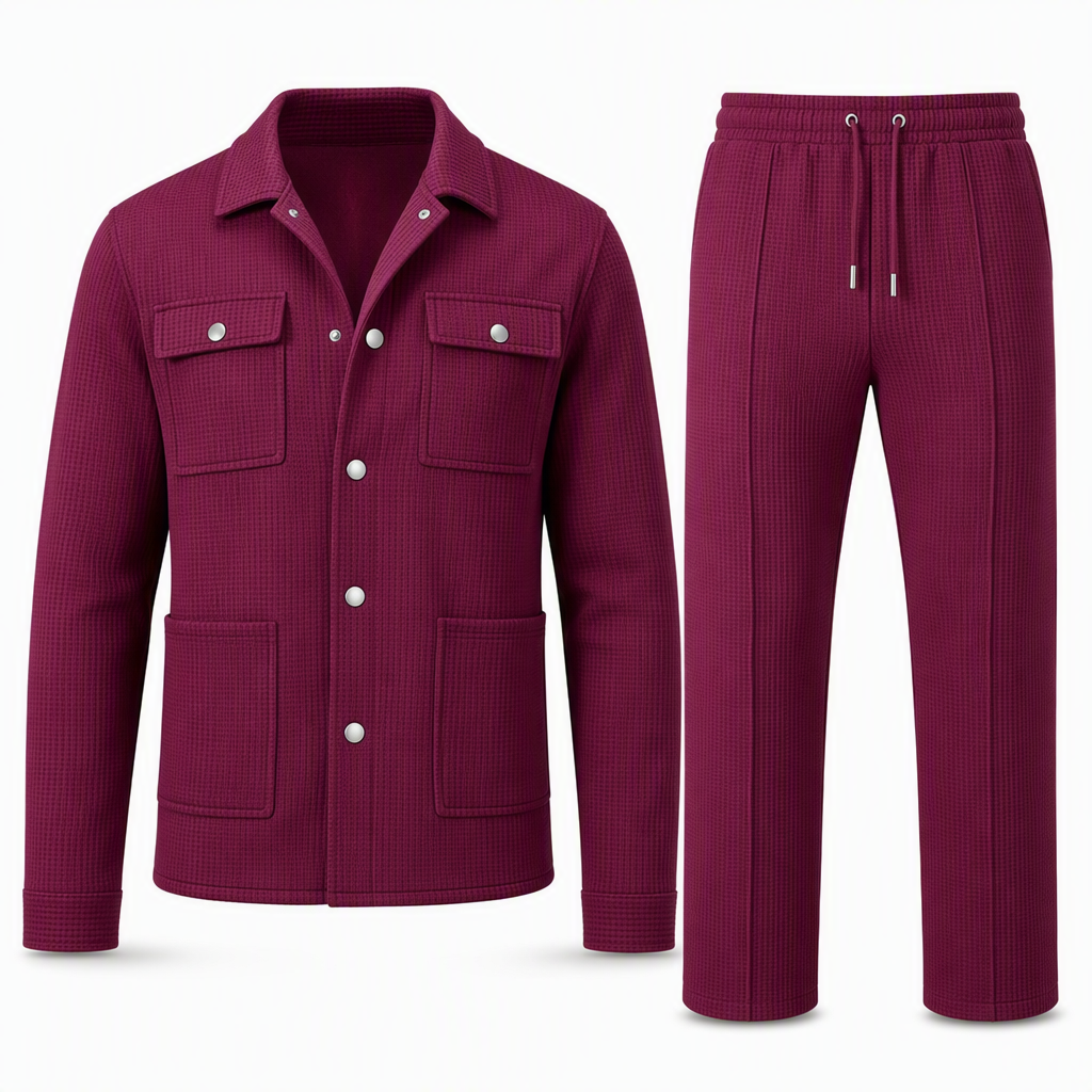📢📢50 % DE RÉDUCTION !! ⏰Ensemble veste et pantalon décontracté en maille gaufrée pour homme