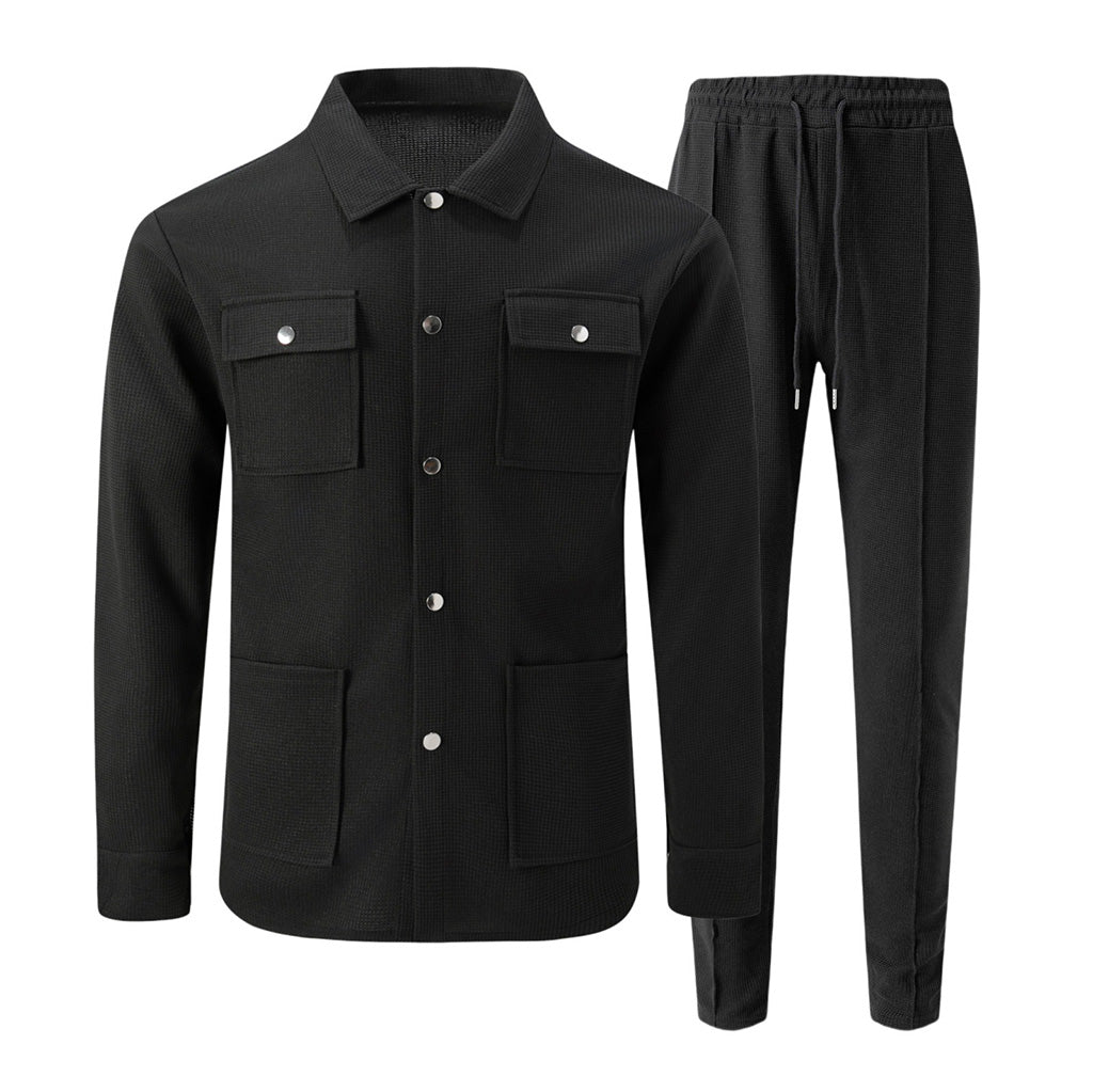 📢📢50 % DE RÉDUCTION !! ⏰Ensemble veste et pantalon décontracté en maille gaufrée pour homme