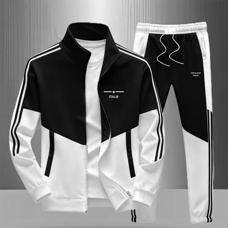 📢📢50 % DE RÉDUCTION !! ⏰Ensemble Veste Zippée à Bloc de Couleurs et Pantalon à Cordon de Serrage pour Homme