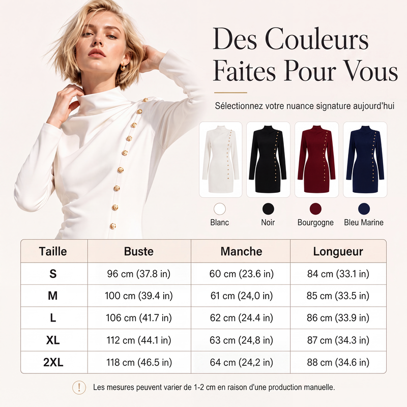 📢📢50 % DE RÉDUCTION !! ⏰Robe mini femme à col montant et drapé