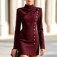 📢📢50 % DE RÉDUCTION !! ⏰Robe mini femme à col montant et drapé
