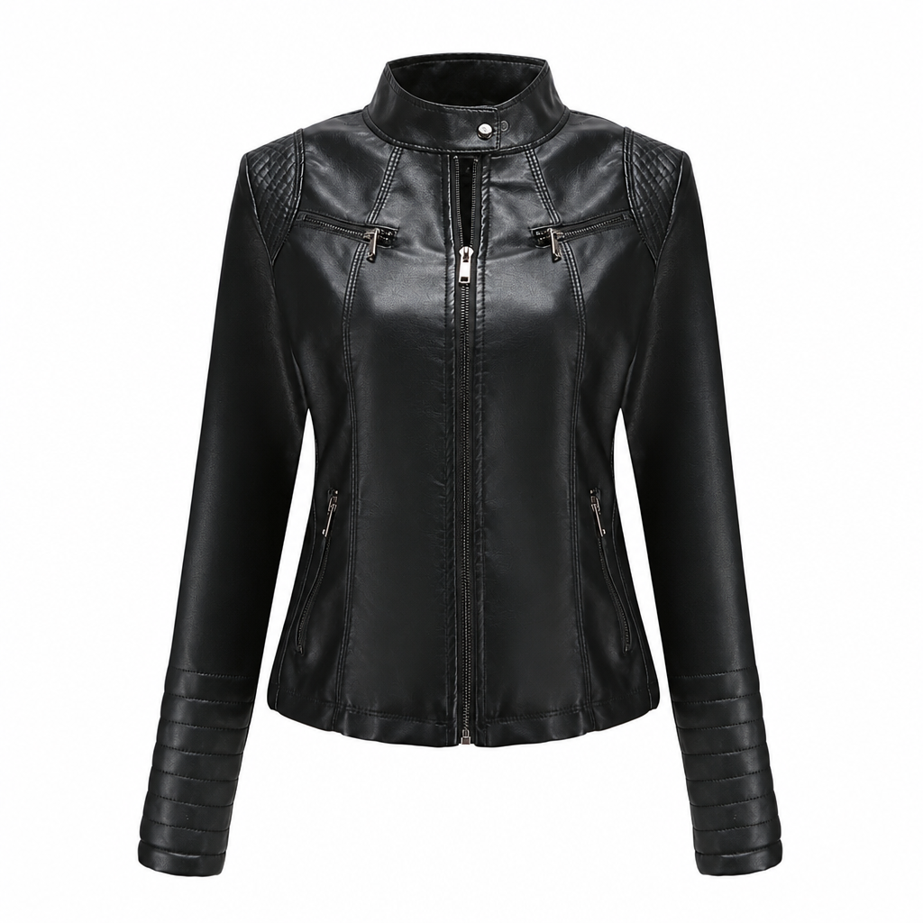 Moto courte légère en simili cuir femme pour le printemps et l'automne