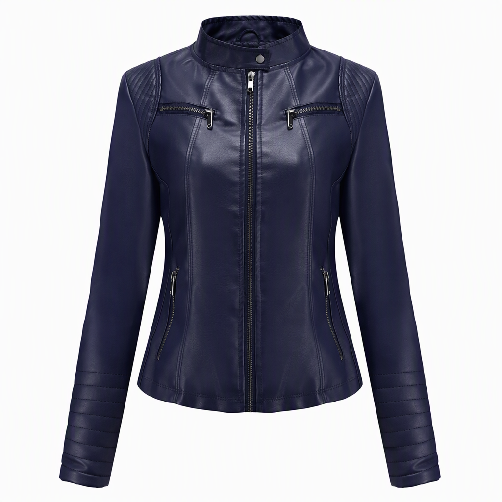 Moto courte légère en simili cuir femme pour le printemps et l'automne