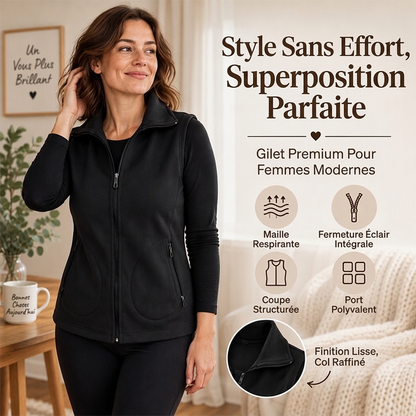 Veste sans manches thermique d'hiver pour femme avec col montant
