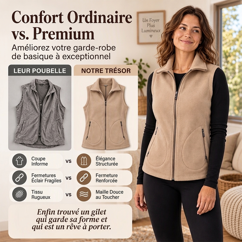 Veste sans manches thermique d'hiver pour femme avec col montant
