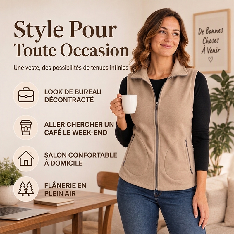 Veste sans manches thermique d'hiver pour femme avec col montant