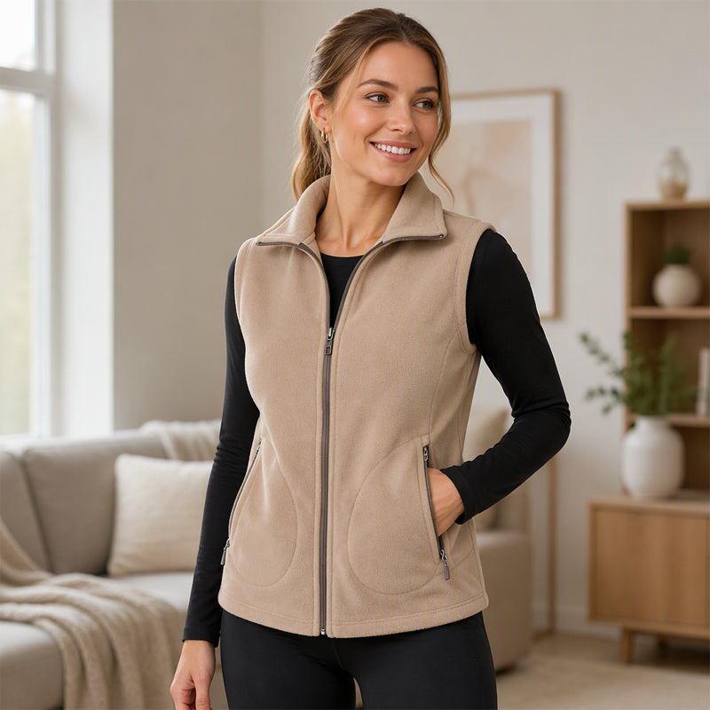 Veste sans manches thermique d'hiver pour femme avec col montant