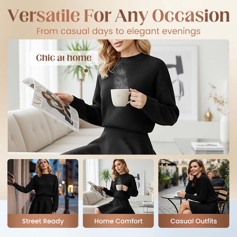 📢📢50 % DE RÉDUCTION !! ⏰Robe mini trapèze en maille à col montant pour femme