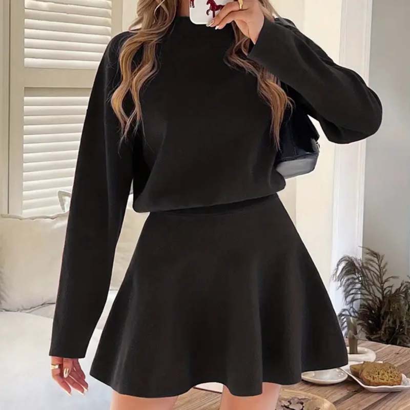 📢📢50 % DE RÉDUCTION !! ⏰Robe mini trapèze en maille à col montant pour femme