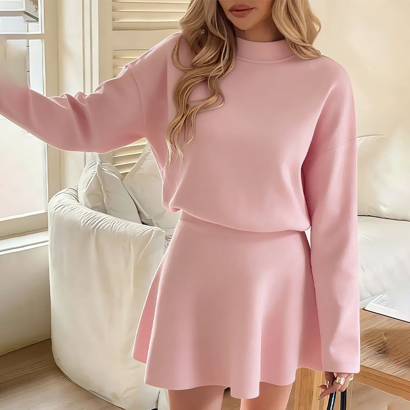 📢📢50 % DE RÉDUCTION !! ⏰Robe mini trapèze en maille à col montant pour femme