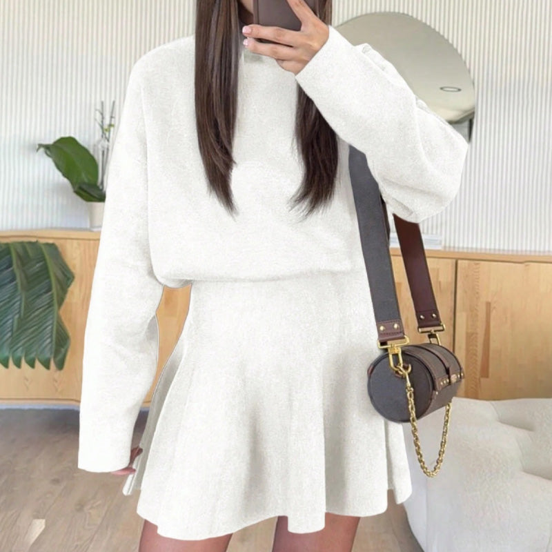 📢📢50 % DE RÉDUCTION !! ⏰Robe mini trapèze en maille à col montant pour femme