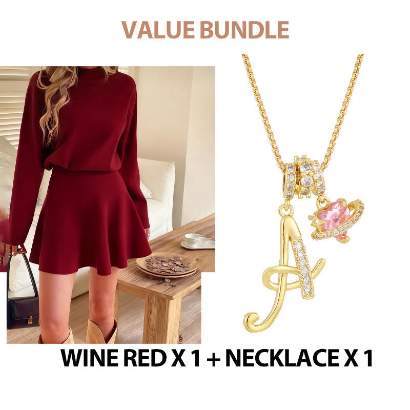 📢📢50 % DE RÉDUCTION !! ⏰Robe mini trapèze en maille à col montant pour femme