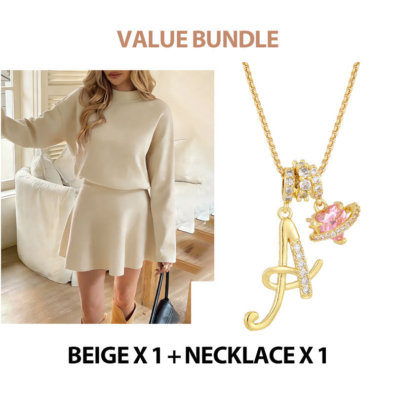 📢📢50 % DE RÉDUCTION !! ⏰Robe mini trapèze en maille à col montant pour femme
