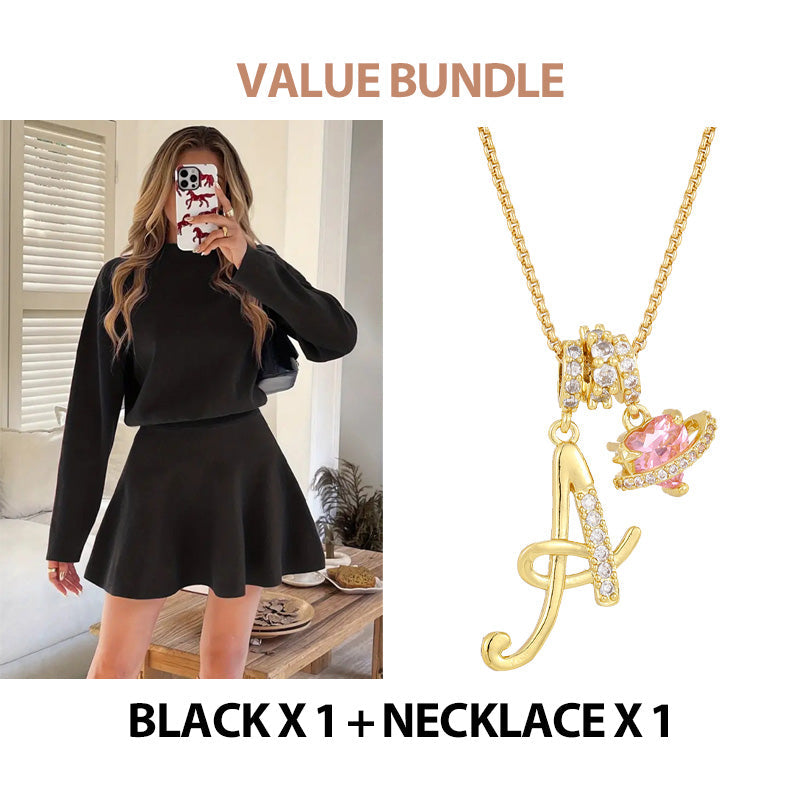 📢📢50 % DE RÉDUCTION !! ⏰Robe mini trapèze en maille à col montant pour femme