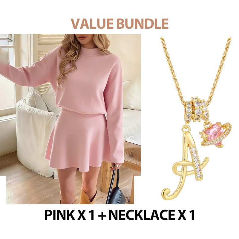📢📢50 % DE RÉDUCTION !! ⏰Robe mini trapèze en maille à col montant pour femme