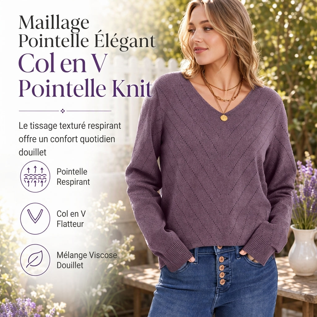 📢📢50 % DE RÉDUCTION !! ⏰Pull en maille à col en V et manches longues pour femme, confortable pour l'automne et l'hiver