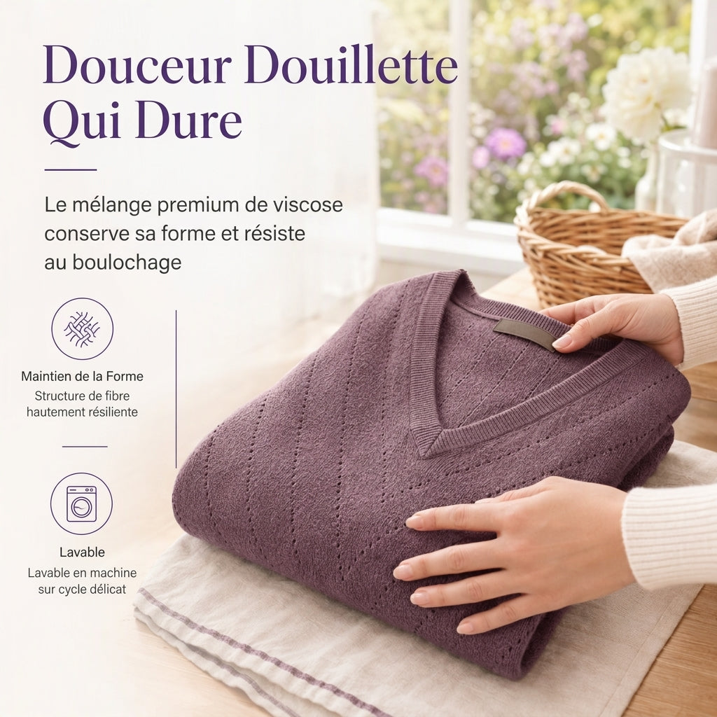 📢📢50 % DE RÉDUCTION !! ⏰Pull en maille à col en V et manches longues pour femme, confortable pour l'automne et l'hiver