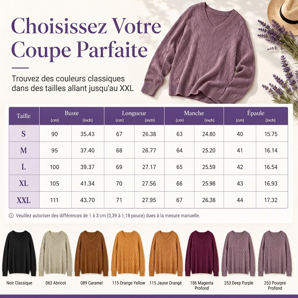 📢📢50 % DE RÉDUCTION !! ⏰Pull en maille à col en V et manches longues pour femme, confortable pour l'automne et l'hiver