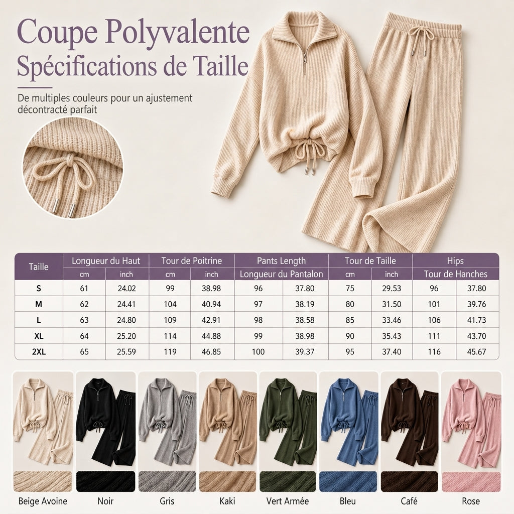 📢📢50 % DE RÉDUCTION !! ⏰Ensemble 2 pièces pull en maille et pantalon large pour femmes