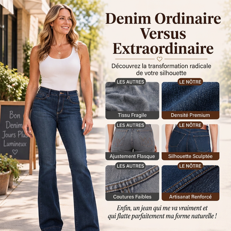📢📢50 % DE RÉDUCTION !! ⏰Jeans évasés rétro taille haute pour femme