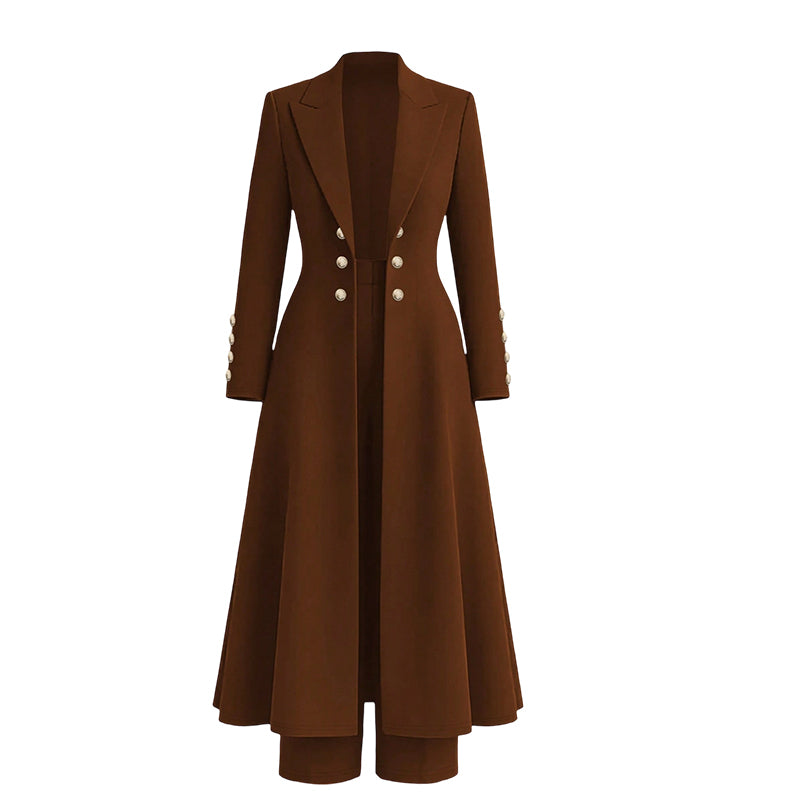 📢📢50 % DE RÉDUCTION !! ⏰Ensemble élégant d'automne pour femme, composé de deux pièces : un manteau rétro à manches longues et un pantalon sobre