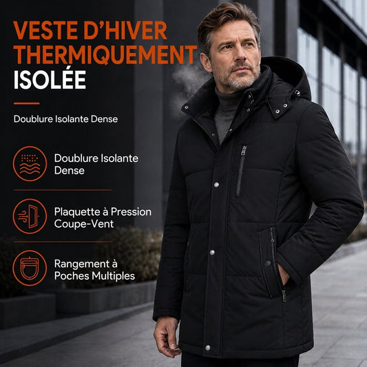🔥 50% de réduction 🔥 Livraison gratuite 🚀Manteau en coton matelassé mi-long d'hiver, épais et décontracté pour hommes d'âge moyen