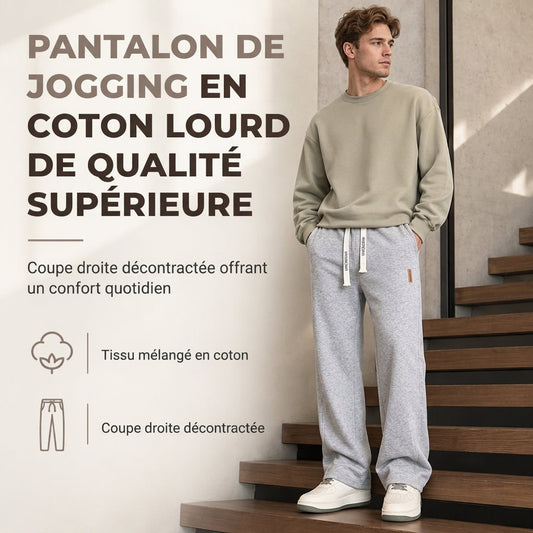 🔥 50% de réduction 🔥Pantalon de survêtement ample et droit pour homme, pantalon de sport décontracté à jambes larges et épais pour l'automne et l'hiver