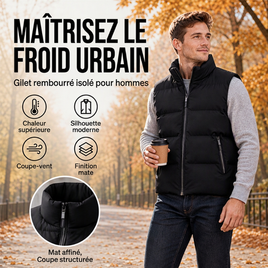 🔥 50% de réduction 🔥Gilet matelassé classique pour homme à col montant