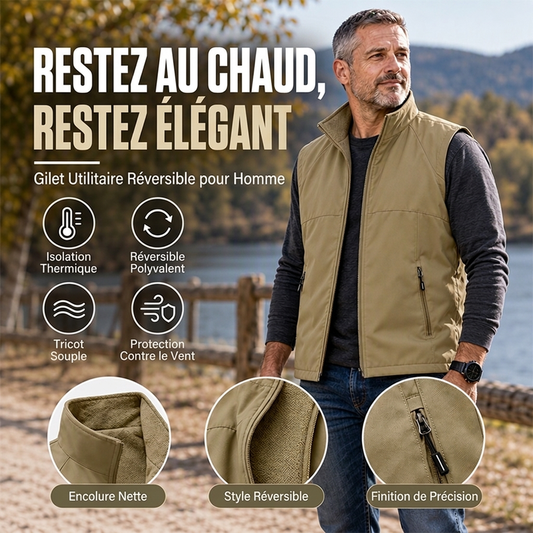 Gilet chaud col montant réversible pour homme