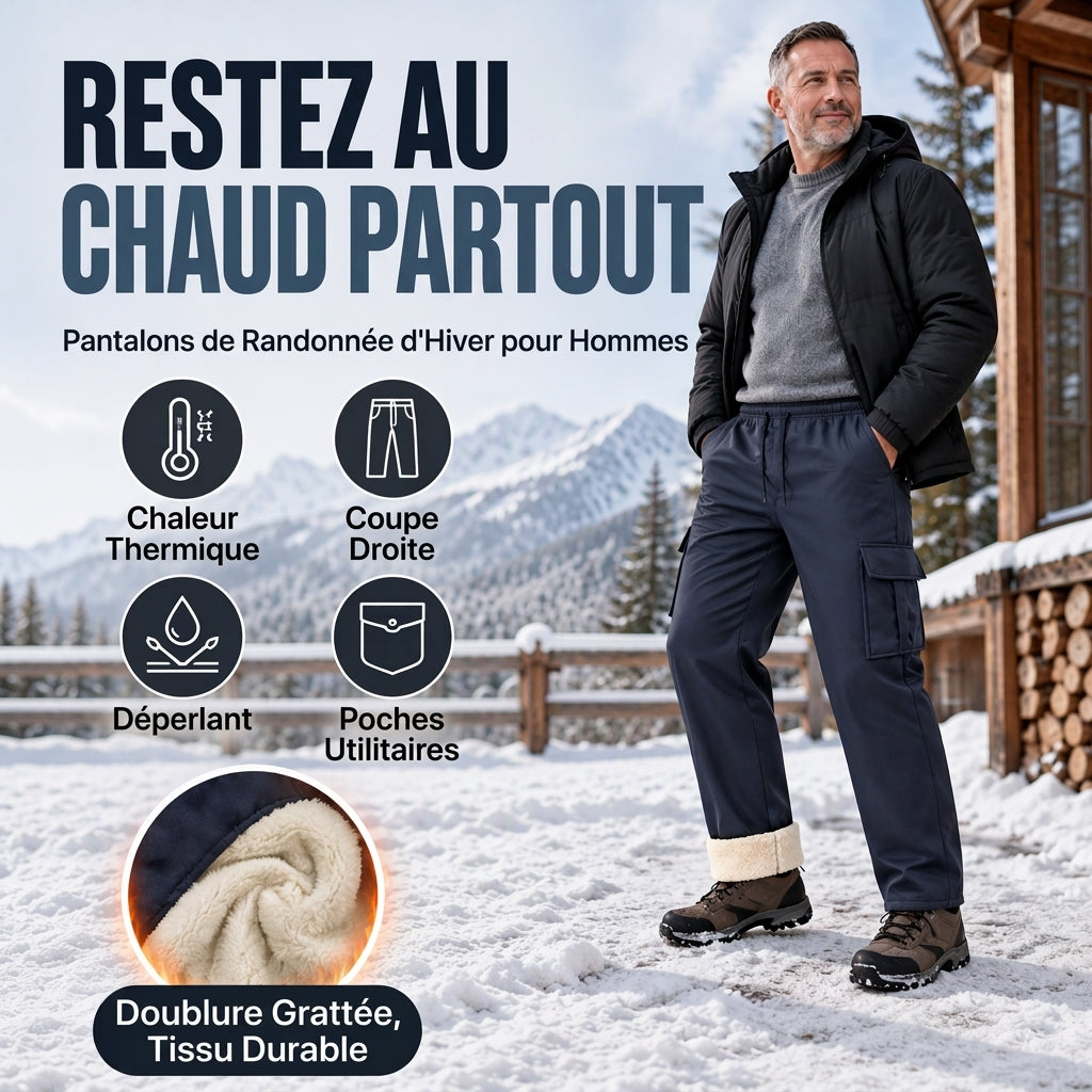 Pantalon cargo chaud pour homme avec doublure en peluche