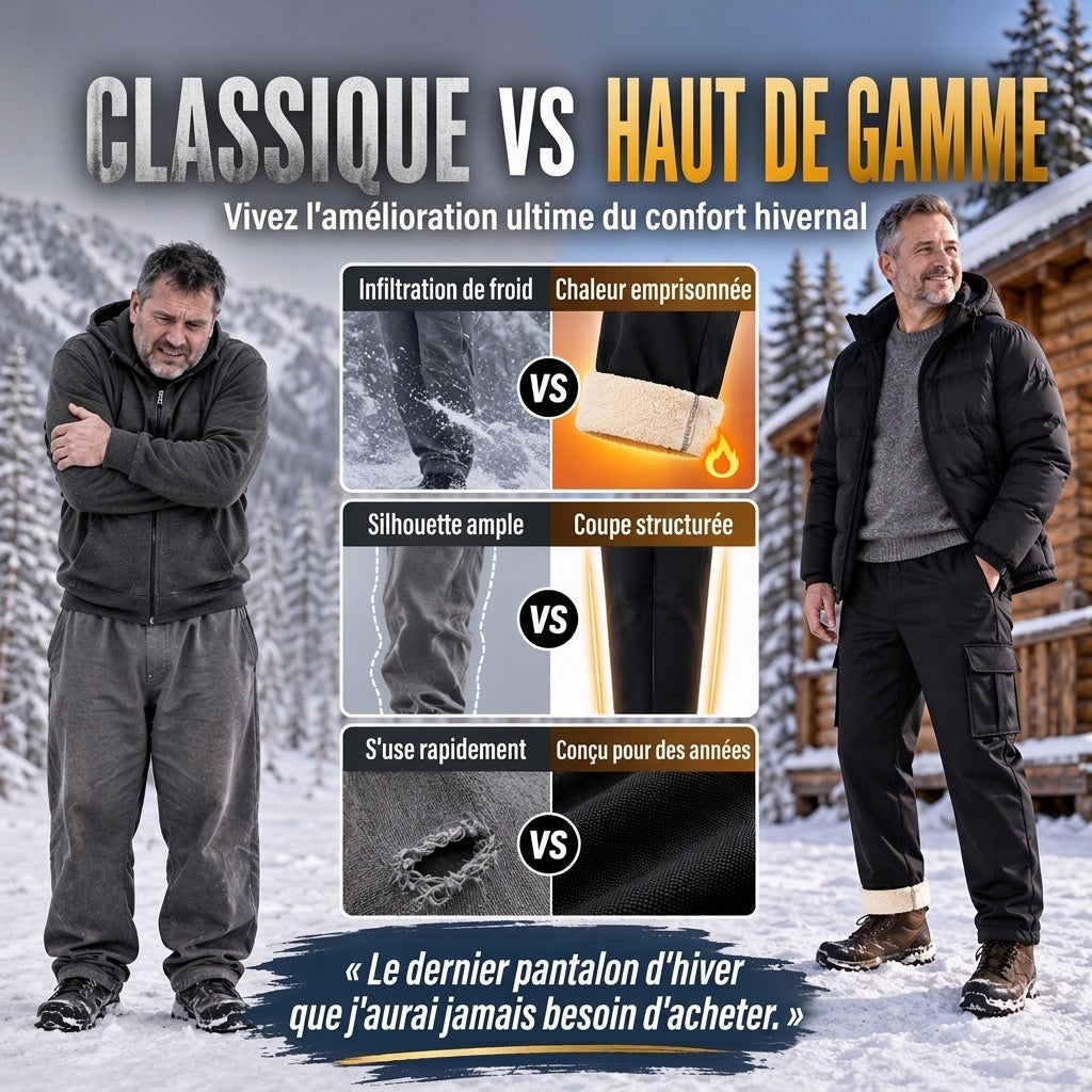 Pantalon cargo chaud pour homme avec doublure en peluche