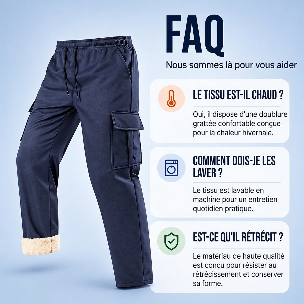 Pantalon cargo chaud pour homme avec doublure en peluche