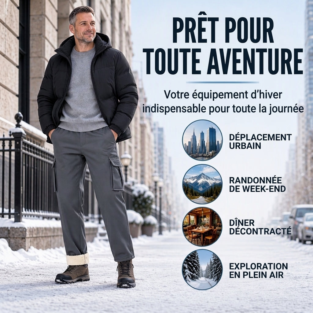 Pantalon cargo chaud pour homme avec doublure en peluche