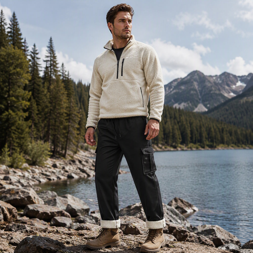 Pantalon cargo chaud pour homme avec doublure en peluche