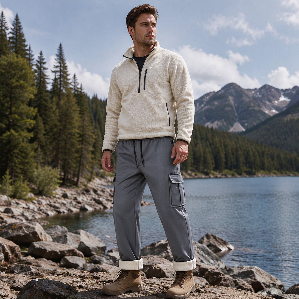 Pantalon cargo chaud pour homme avec doublure en peluche