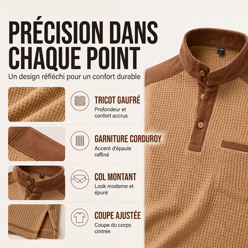 Sweat à col montant en maille gaufrée pour homme