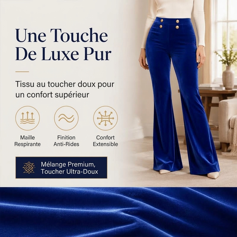 Pantalon évasé en velours taille haute pour femme