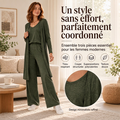 Ensemble 3 pièces élégant à manches longues pour femmes