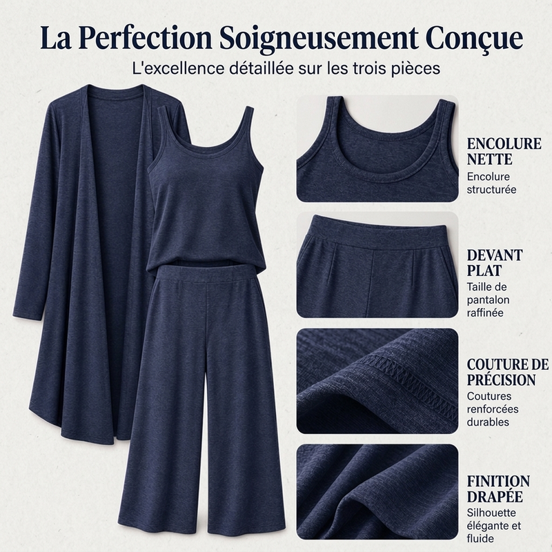 Ensemble 3 pièces élégant à manches longues pour femmes