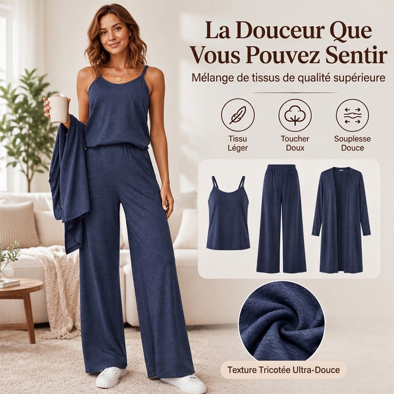 Ensemble 3 pièces élégant à manches longues pour femmes