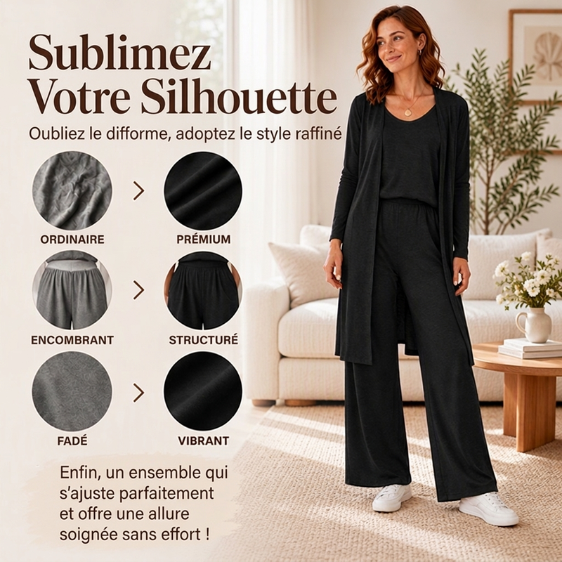 Ensemble 3 pièces élégant à manches longues pour femmes
