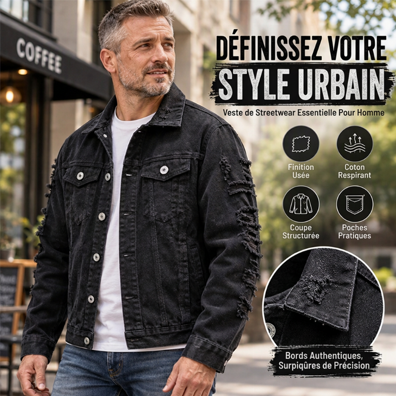 Veste en jean décontractée et polyvalente pour homme