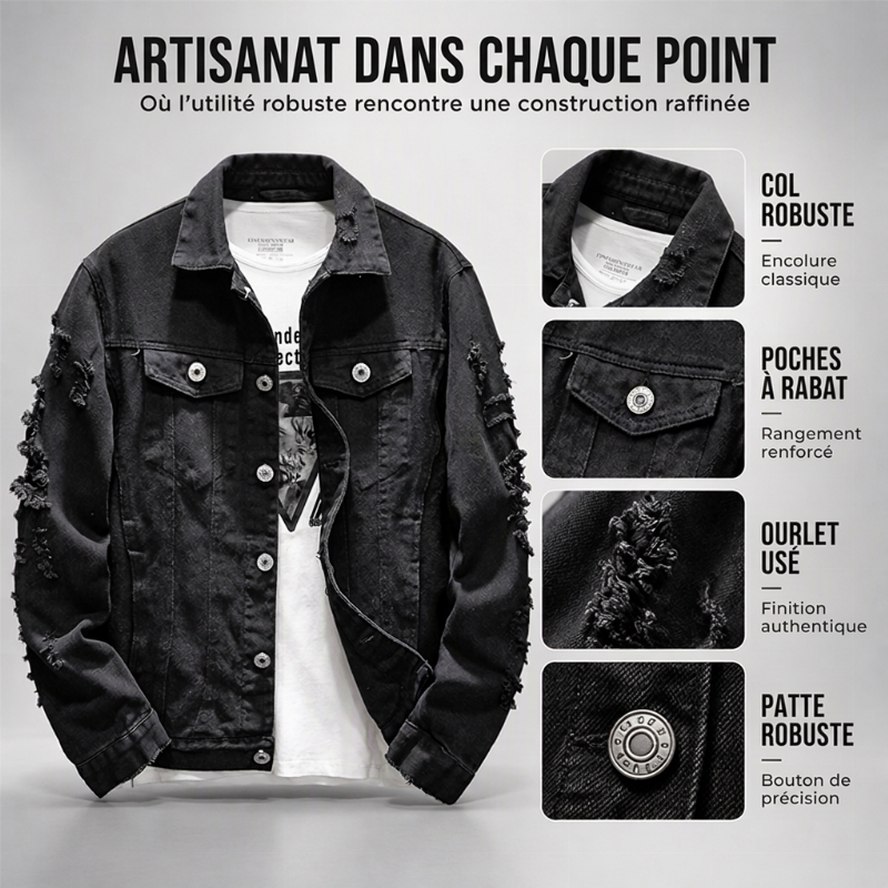 Veste en jean décontractée et polyvalente pour homme